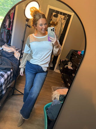 Khaki Colorblock Long Sleeve Top