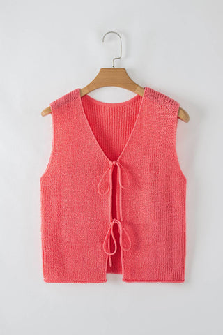 Tomato Red Lace up Vest 