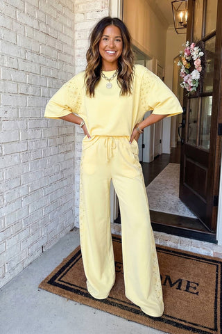 LAS Solid Oversize Tee Drawstring Pants 2pcs Outfit (S-XL)