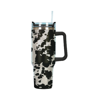 Black Cowhide Tumbler with Handle