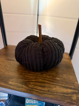 Black Chenille Stuffed Pumpkin