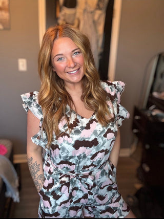 Grey and Pink Leopard Romper
