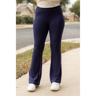 The Mila - 30" Navy Bootcut Leggings w/ Pockets