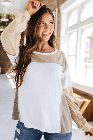 Khaki Colorblock Long Sleeve Top