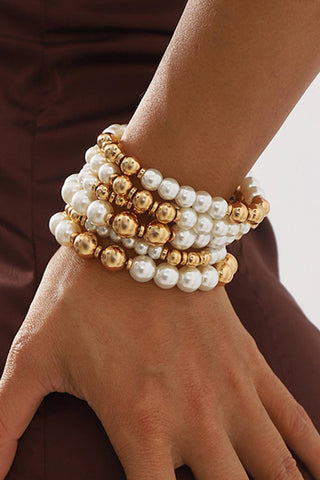 Pearl 5pcs Beaded Bracelet Set | One size