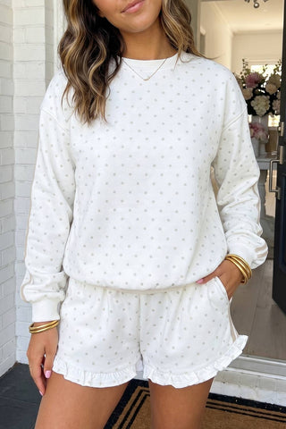 LAS Polka Dot Striped Side Ruffled Trim Lounge Set (S-XL)