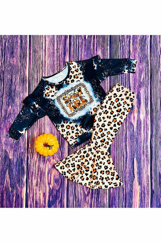 "SPOOKY GIRL" black & leopard 2pc sweatshirt set