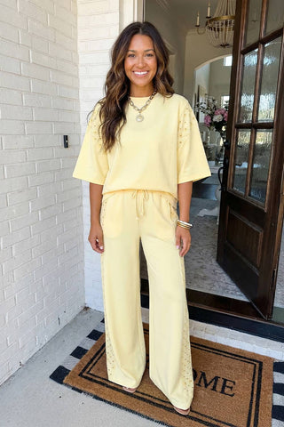 LAS Solid Oversize Tee Drawstring Pants 2pcs Outfit (S-XL)