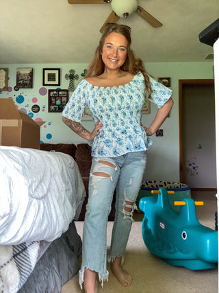 Blouse top in blue 